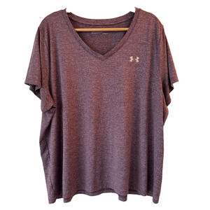 Under Armour Heatgear Women's Loose Fit Purple Heather V-Neck T-Shirt 2XL